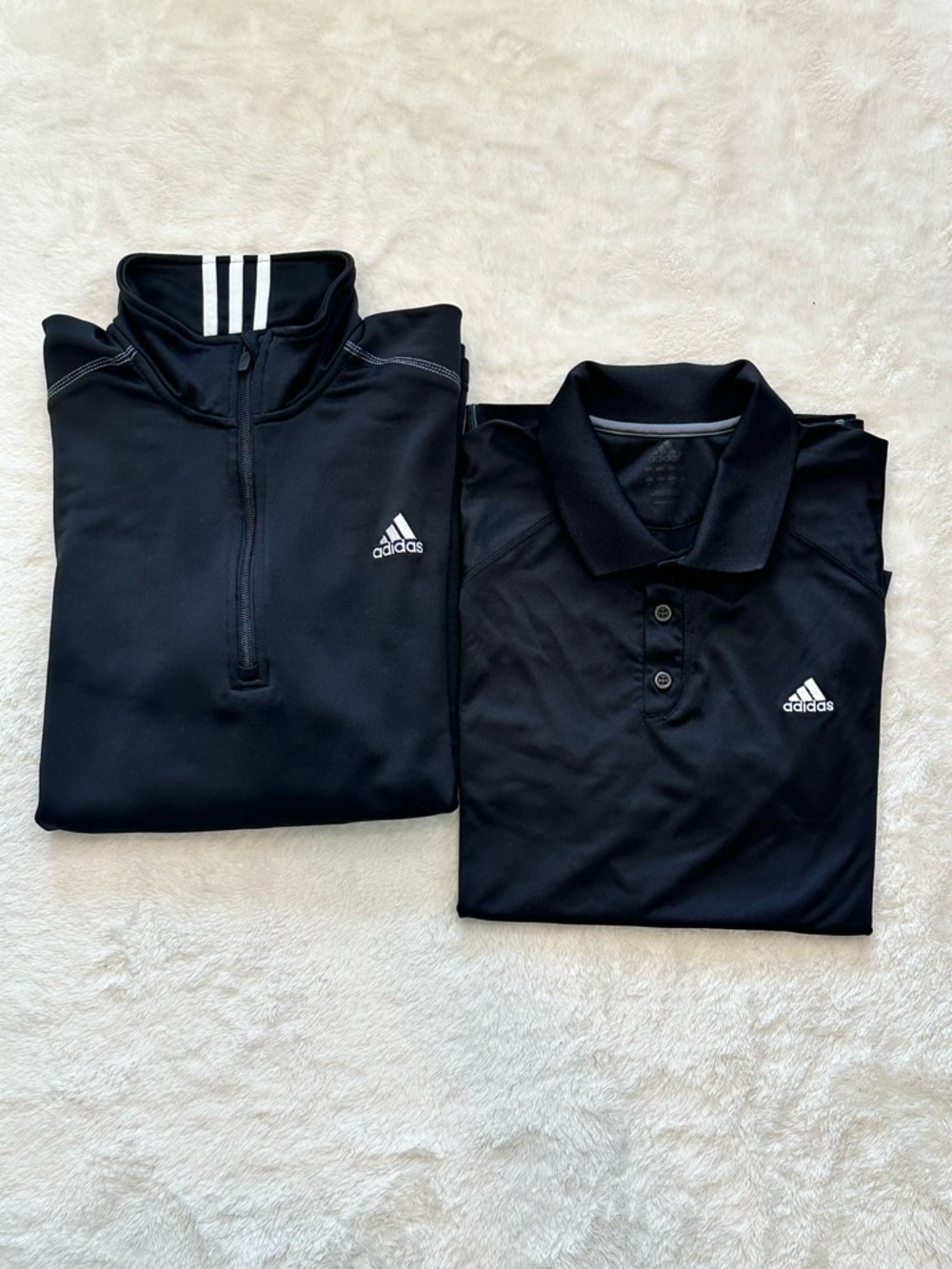 LOT of 2: Adidas quarter zip sweatshirt XL & Adidas Golf Polo Shirt L Black
